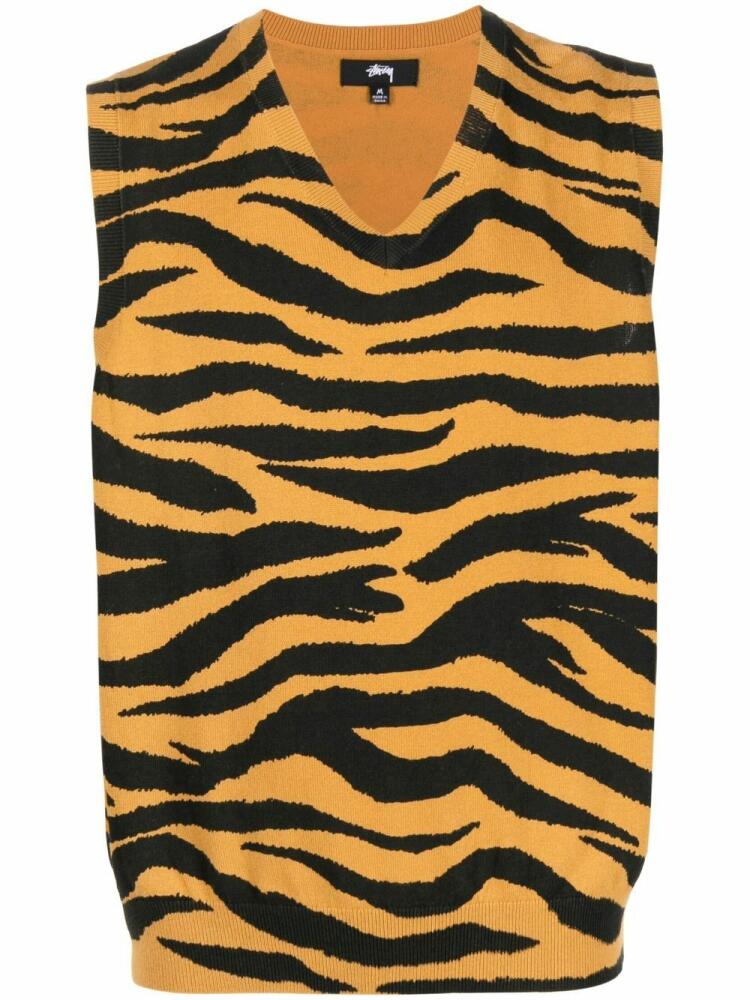 Stüssy tiger-print sleeveless top - Orange Cover