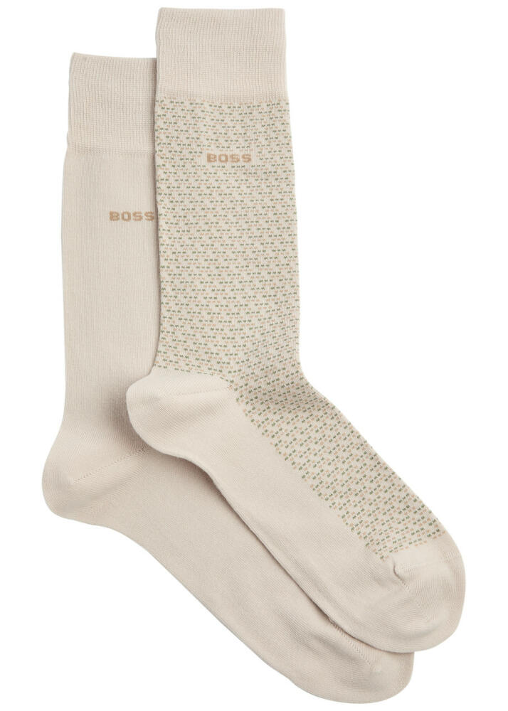 Boss Logo Cotton-blend Socks - set of two - Beige Cover