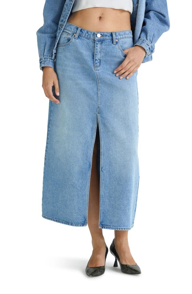 ABRAND '99 Sylvie Low Rise Denim Maxi Skirt in Distressed Light Denim Cover