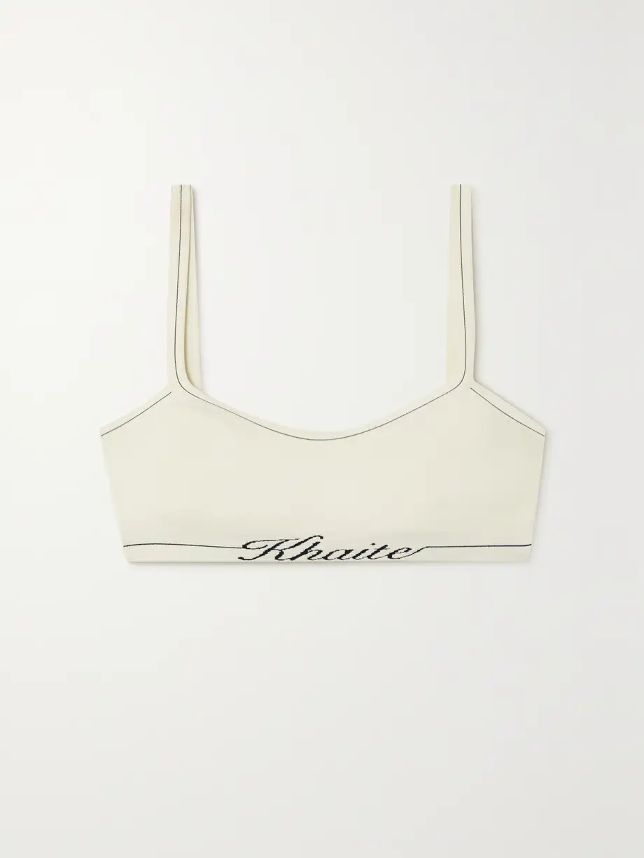 KHAITE - Carmelo Intarsia Ribbed-knit Bralette - Ivory Cover