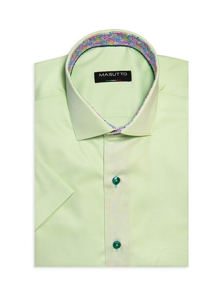 Masutto Men's Classic Fit Cutaway Collar Dress Shirt - Green Cover