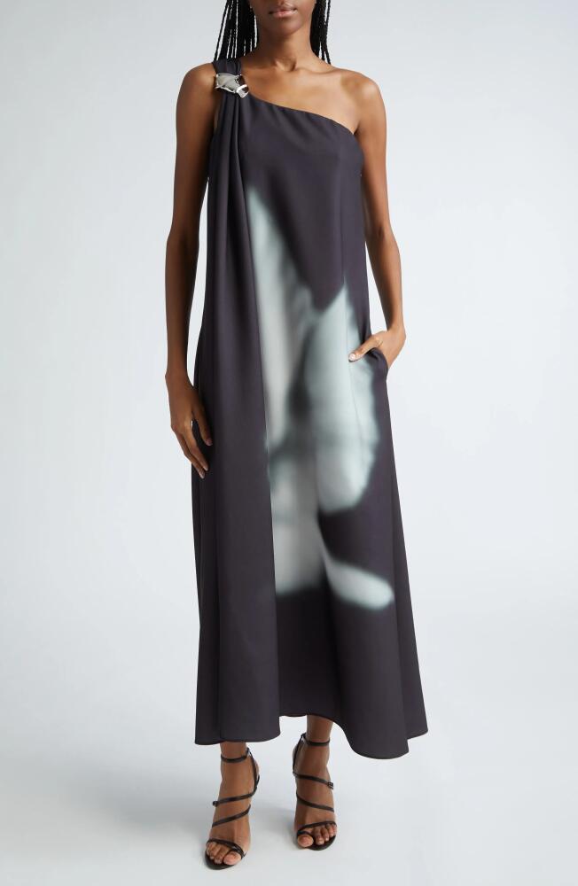 Brandon Maxwell Mae Dove Print One-Shoulder Dress Cover