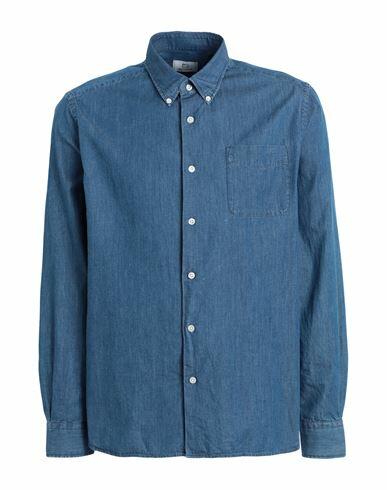 Woolrich Classic Indigo Shirt Man Shirt Slate blue Cotton Cover