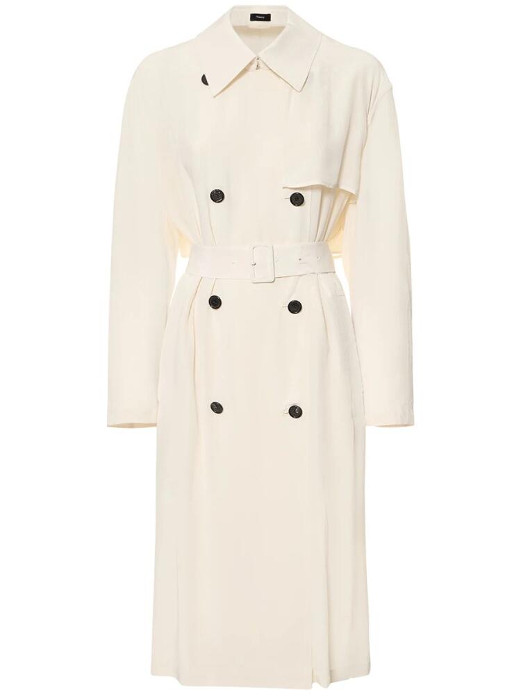 THEORY Double Breasted Viscose Trench Coat Cover