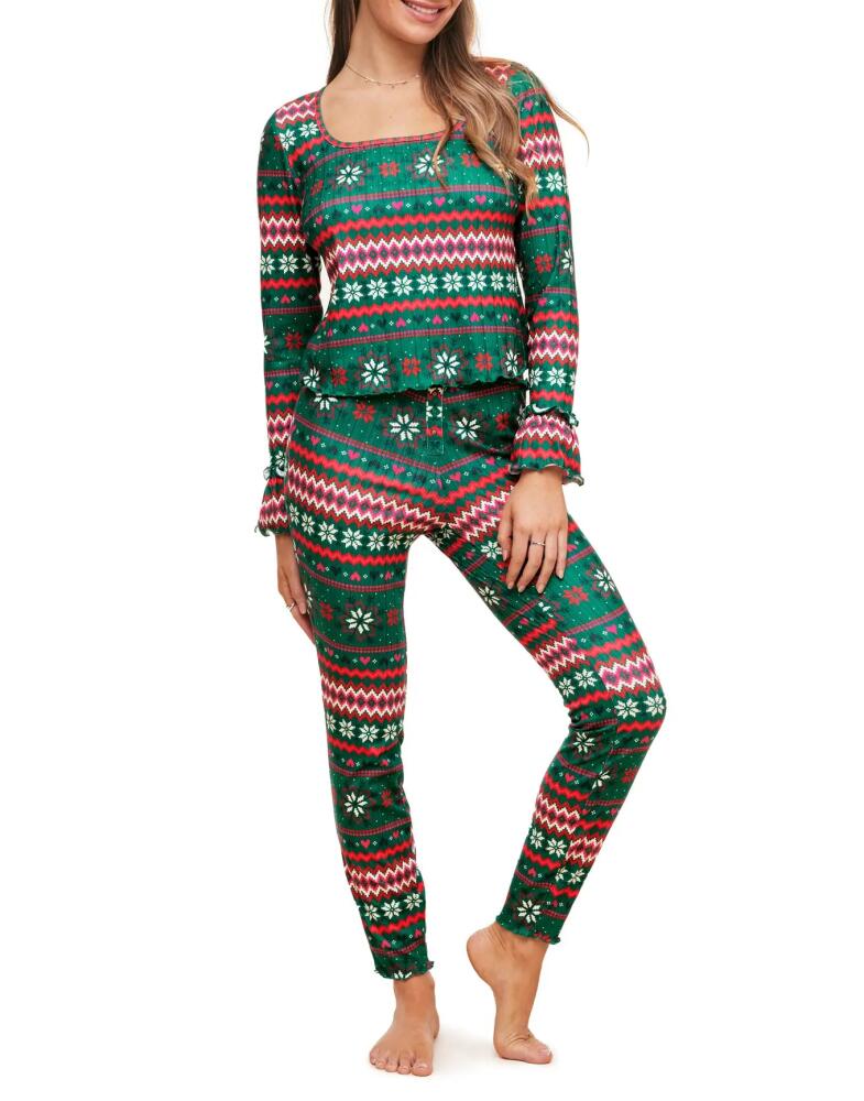 Adore Me Audra Pajama Long Sleeve Top & Legging Set in Novelty Green Cover