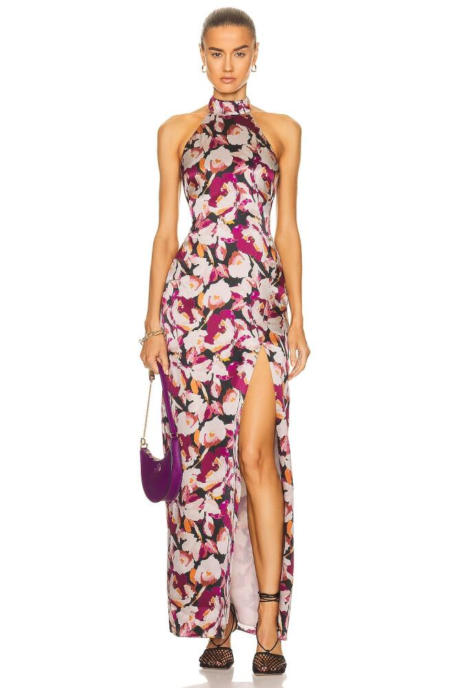 NICHOLAS Ramina Halter Neck Gown in Wine Cover