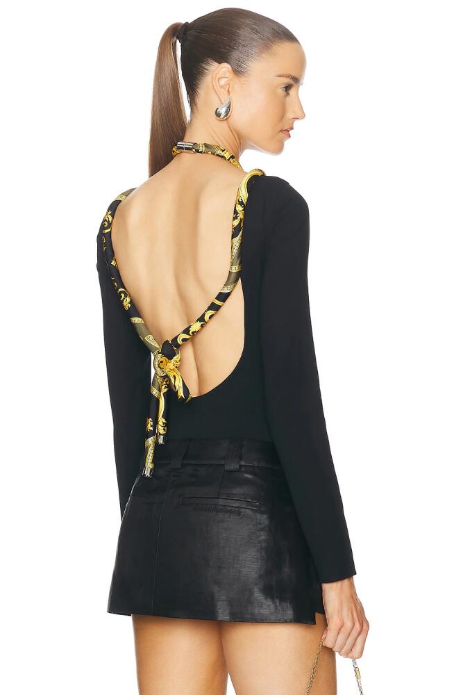 VERSACE Long Sleeve Bodysuit in Black Cover