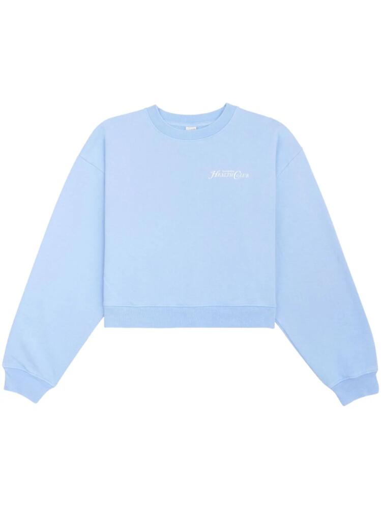 Sporty & Rich Rizzoli cropped logo-print sweatshirt - Blue Cover