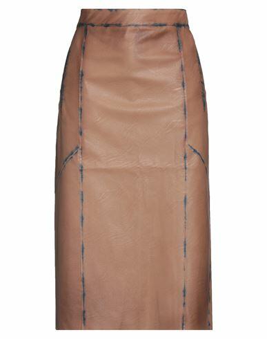 Aviù Woman Midi skirt Camel Polyurethane, Viscose Cover