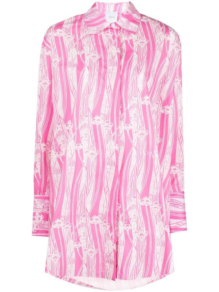 Patou abstract-print mini shirtdress - Pink Cover