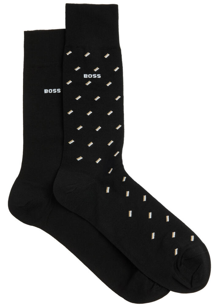 Boss Logo Cotton-blend Socks - set of two - Black Cover