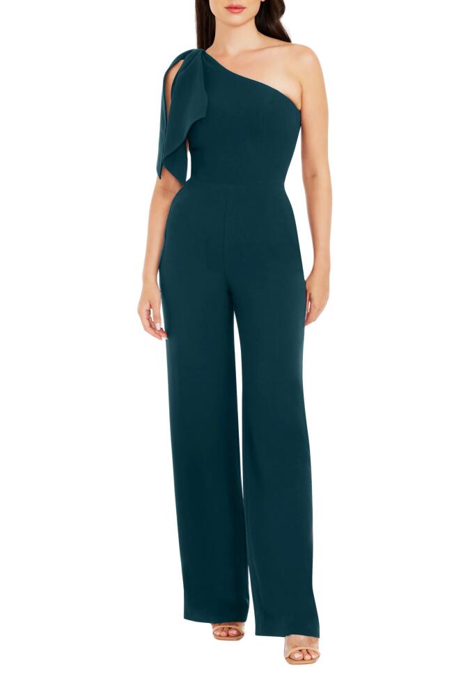 Dress the Population Tiffany One-Shoulder Jumpsuit in Pine Cover