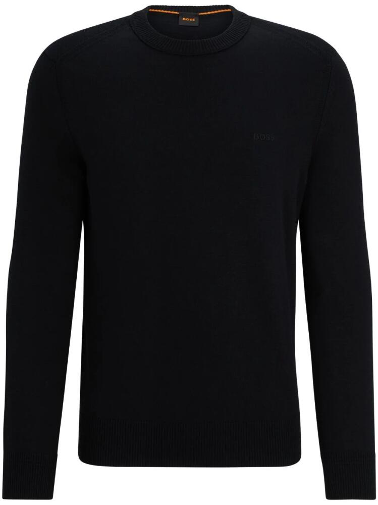 BOSS logo-embroidered ribbed jumper - Black Cover