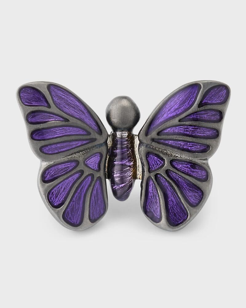 Jan Leslie Men's Sterling Silver Hand-Painted Enamel Butterfly Lapel Pin Cover