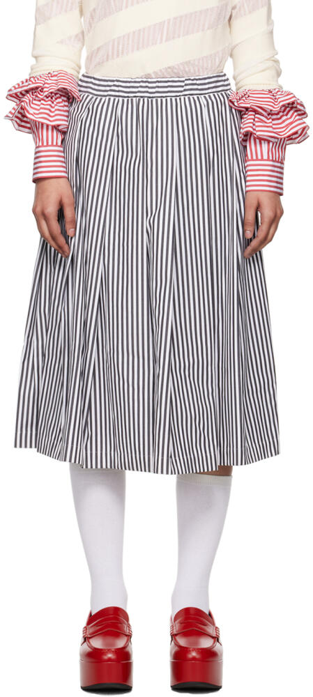 Comme des Garçons Girl Black & White Striped Midi Skirt Cover