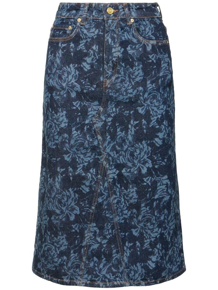 GANNI Lazer Cotton Denim Midi Skirt Cover