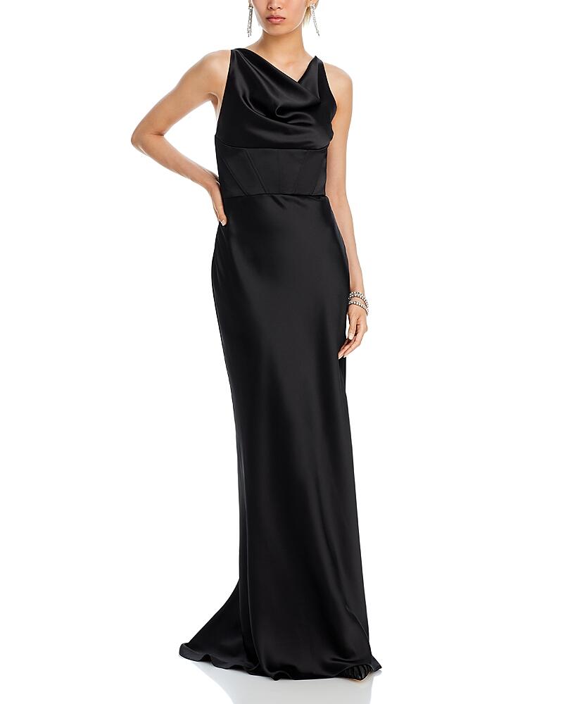 Amsale Cowl Neck Corset Slim Fit Gown Cover