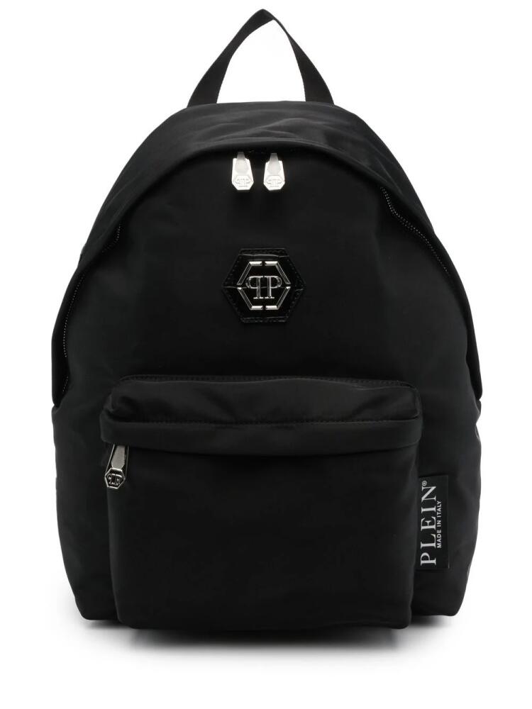 Philipp Plein logo-plaque zip-up backpack - Black Cover