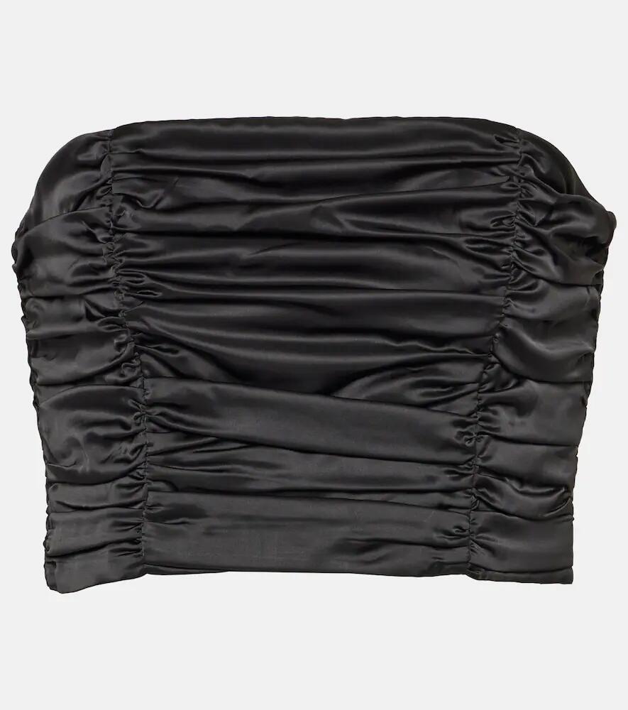 Rotate Ruched satin crop top Cover