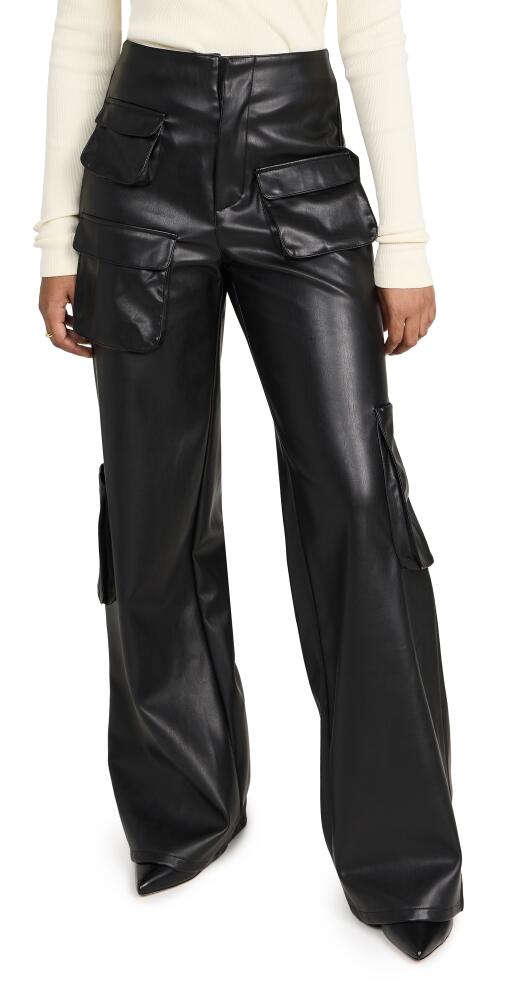 AFRM Faux Leather Maxwell Wide Leg Pants Noir Cover