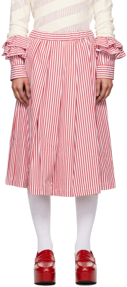 Comme des Garçons Girl Red & White Striped Midi Skirt Cover