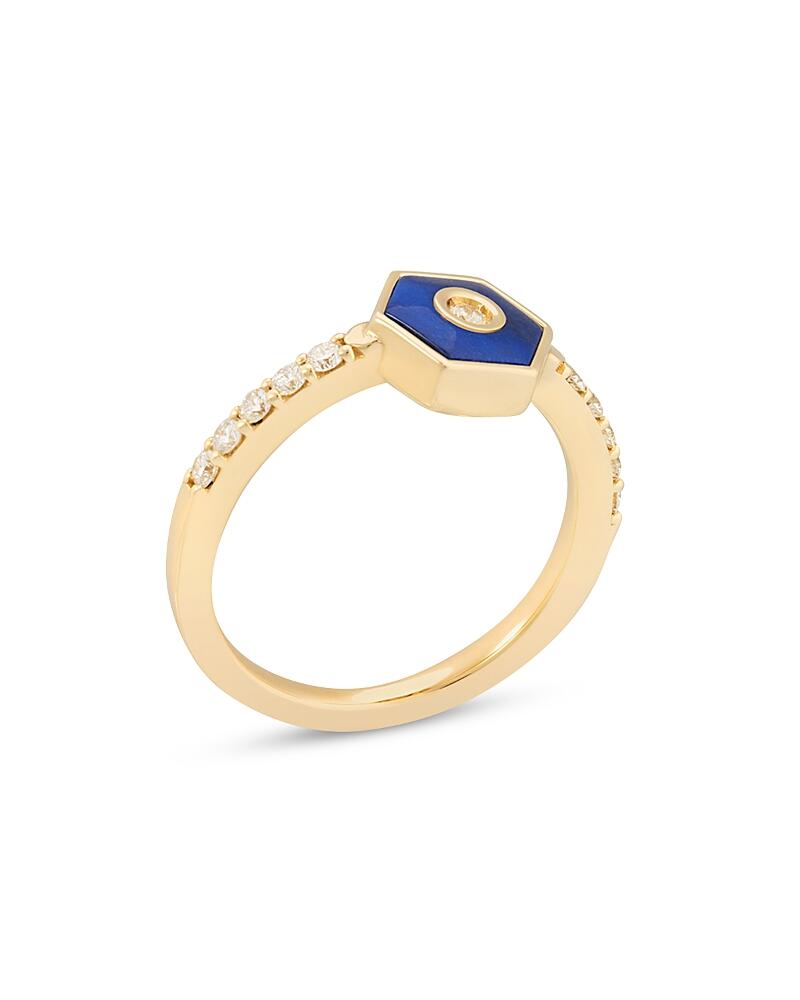 Miseno Jewelry 18K Yellow Gold Baia Lapis Lazuli & Diamond Hexagon Ring Cover