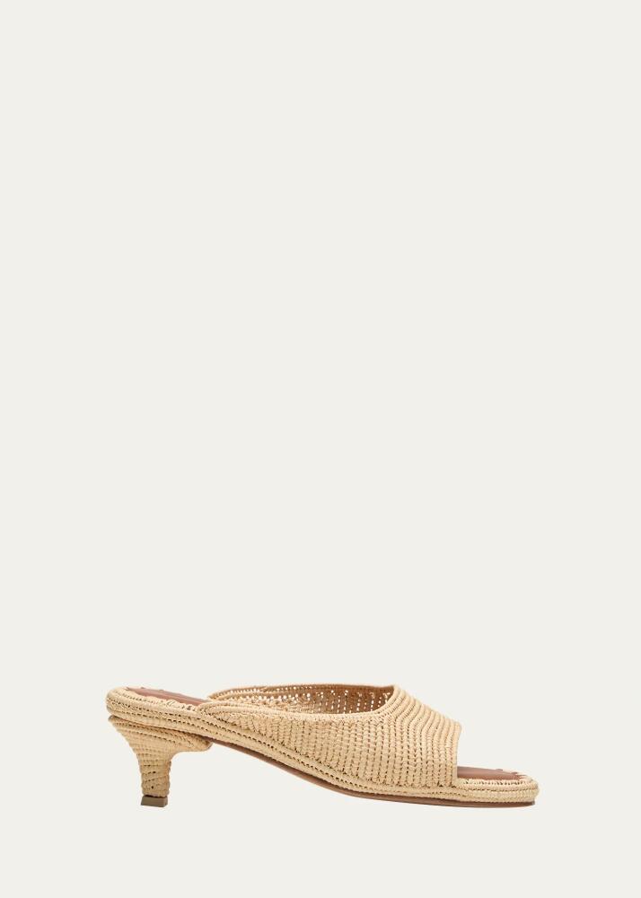 Carrie Forbes Port Raffia Kitten-Heel Slide Sandals Cover