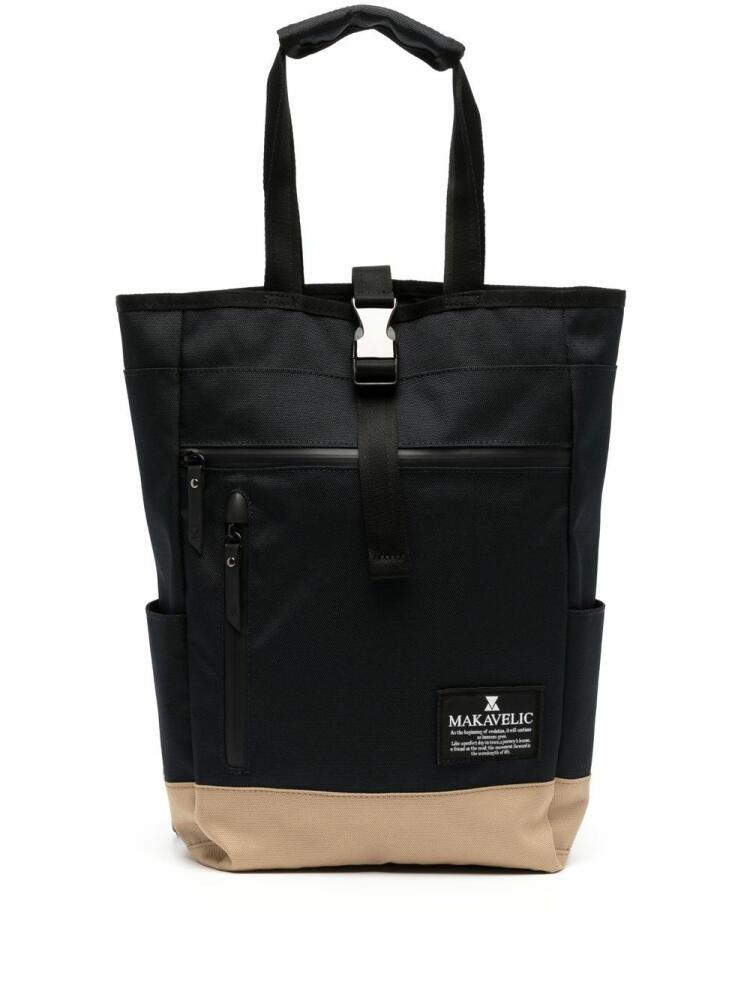 Makavelic logo-patch tote backpack - Black Cover