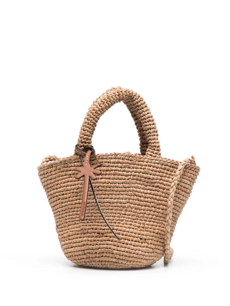 Manebi mini raffia tote bag - Neutrals Cover