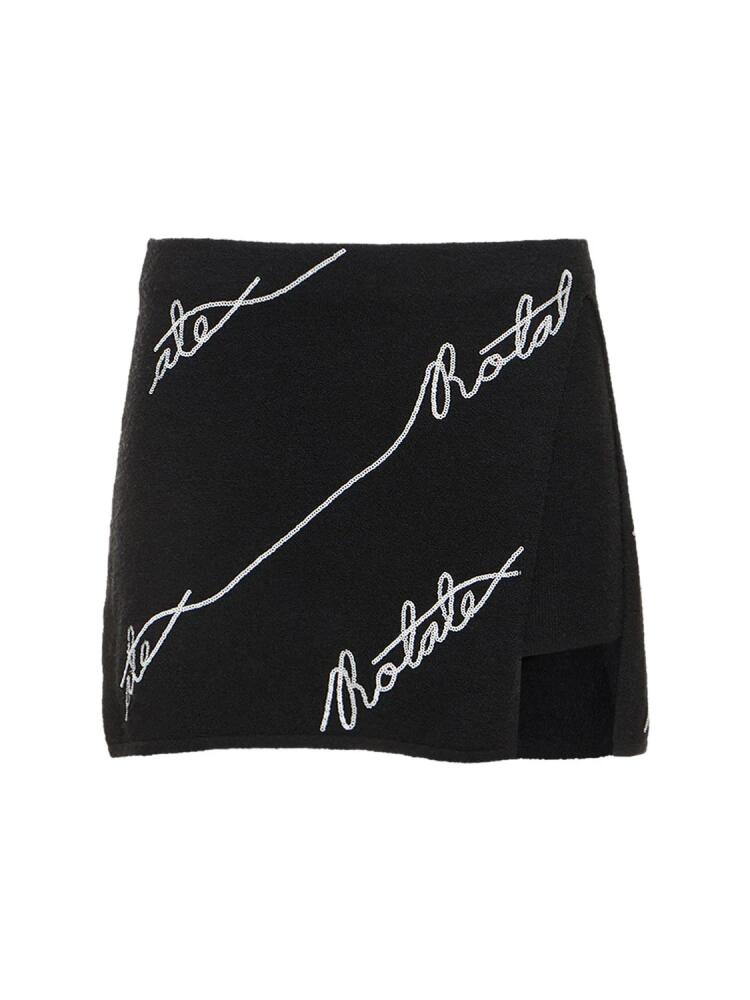 ROTATE Sequined Logo Cotton Blend Mini Skirt Cover