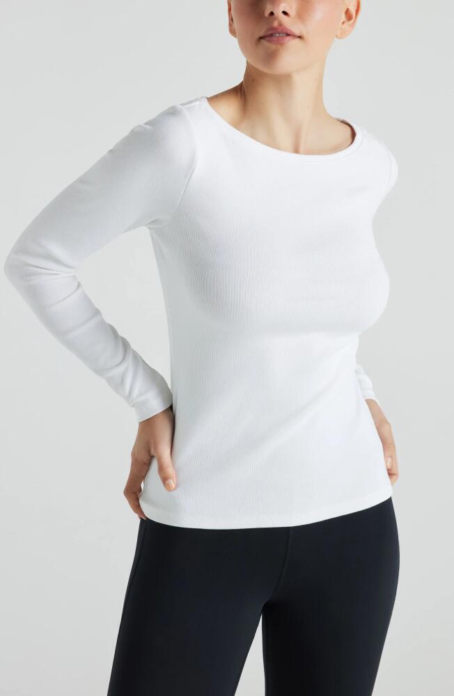 Losano Serene Rib Long Sleeve Top in Snow Cover