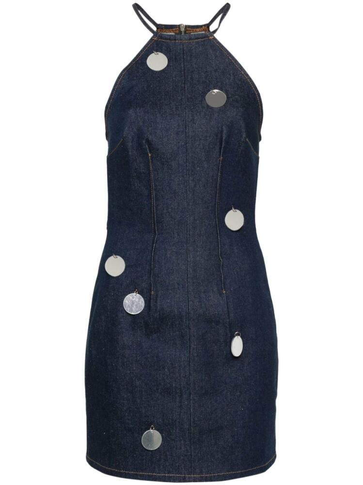 David Koma mirror-detail denim dress - Blue Cover