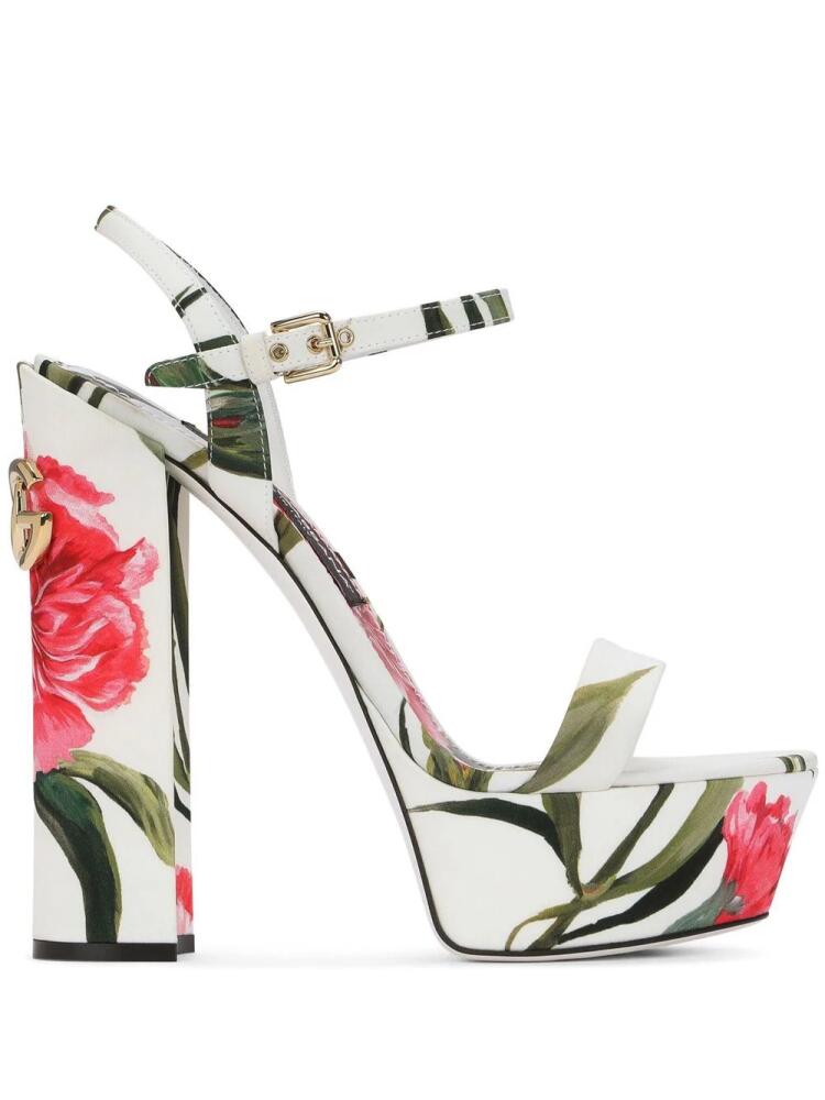 Dolce & Gabbana floral-print platform sandals - White Cover