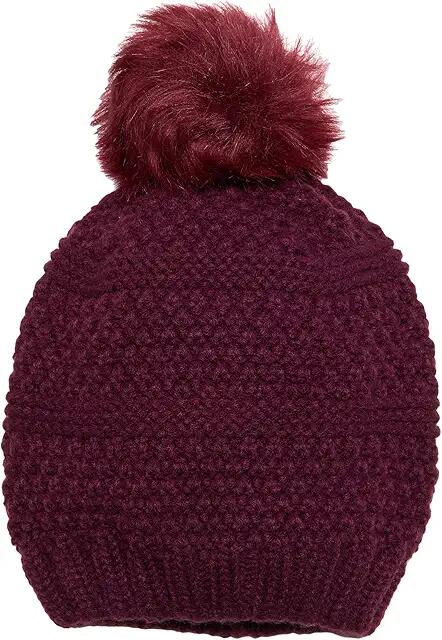 San Diego Hat Company Knit Beanie w/ Faux Fur Pom (Burgundy) Beanies Cover