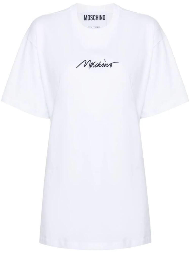 Moschino logo-embroidered cotton T-shirt - White Cover