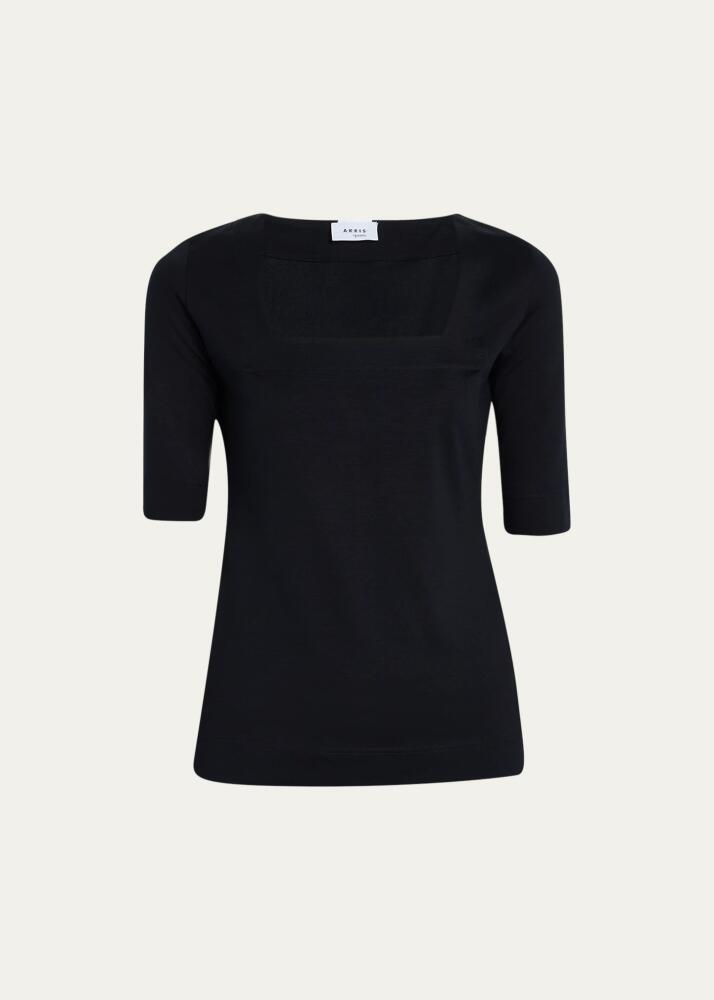 Akris punto Square-Neck Jersey Top Cover