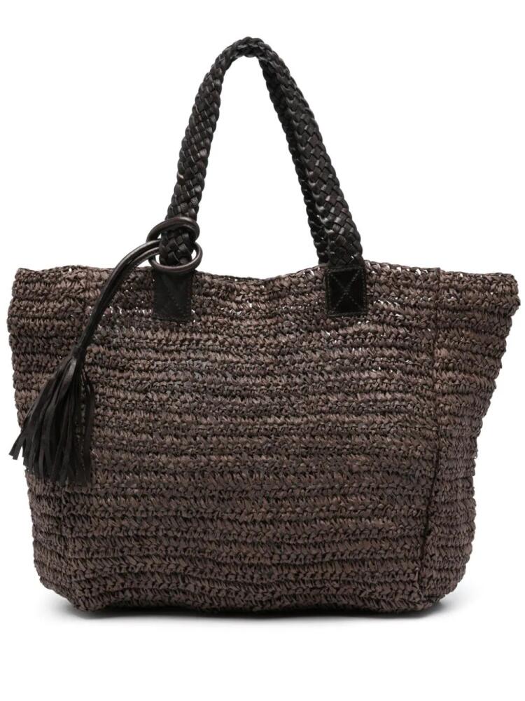 P.A.R.O.S.H. tassel-detail raffia tote bag - Brown Cover