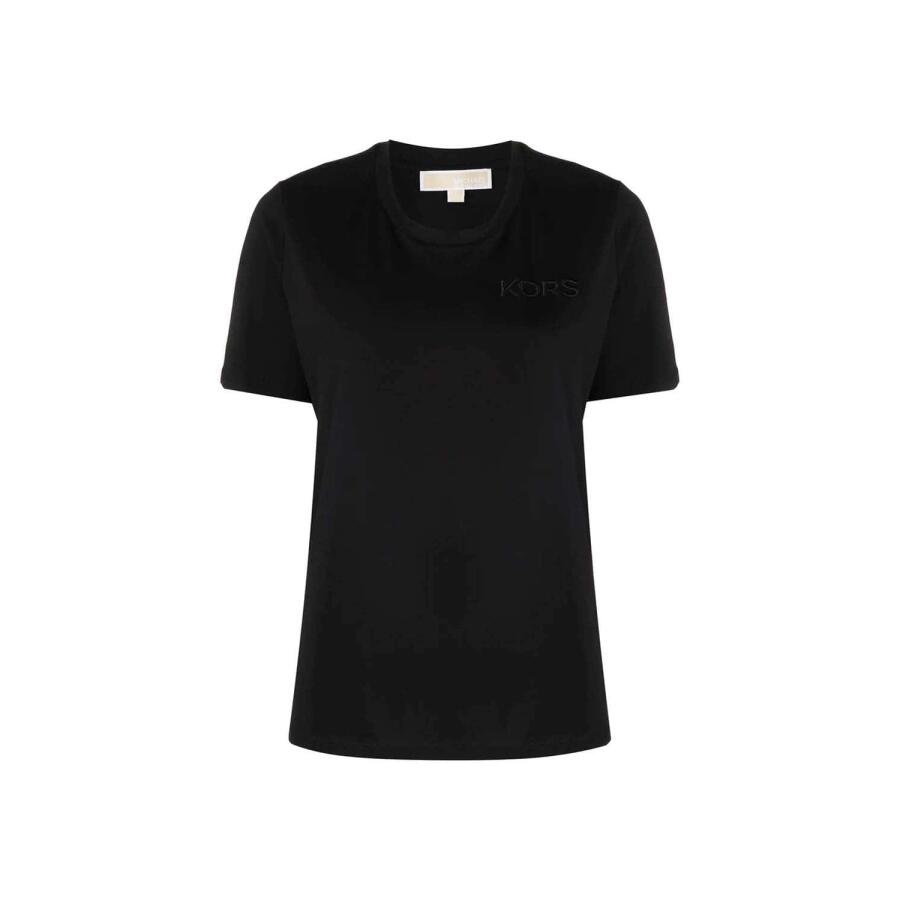 Michael Kors Ladies Black Logo Embroidered Organic Cotton T-Shirt Cover