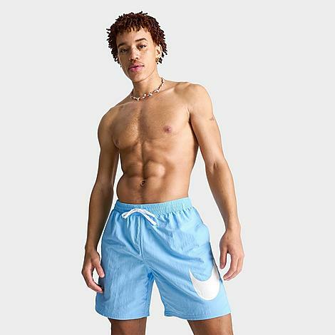 Nike Men's Swim Large Swoosh Graphic 7" Volley Swim Shorts in Blue/Aquarius Blue Cover