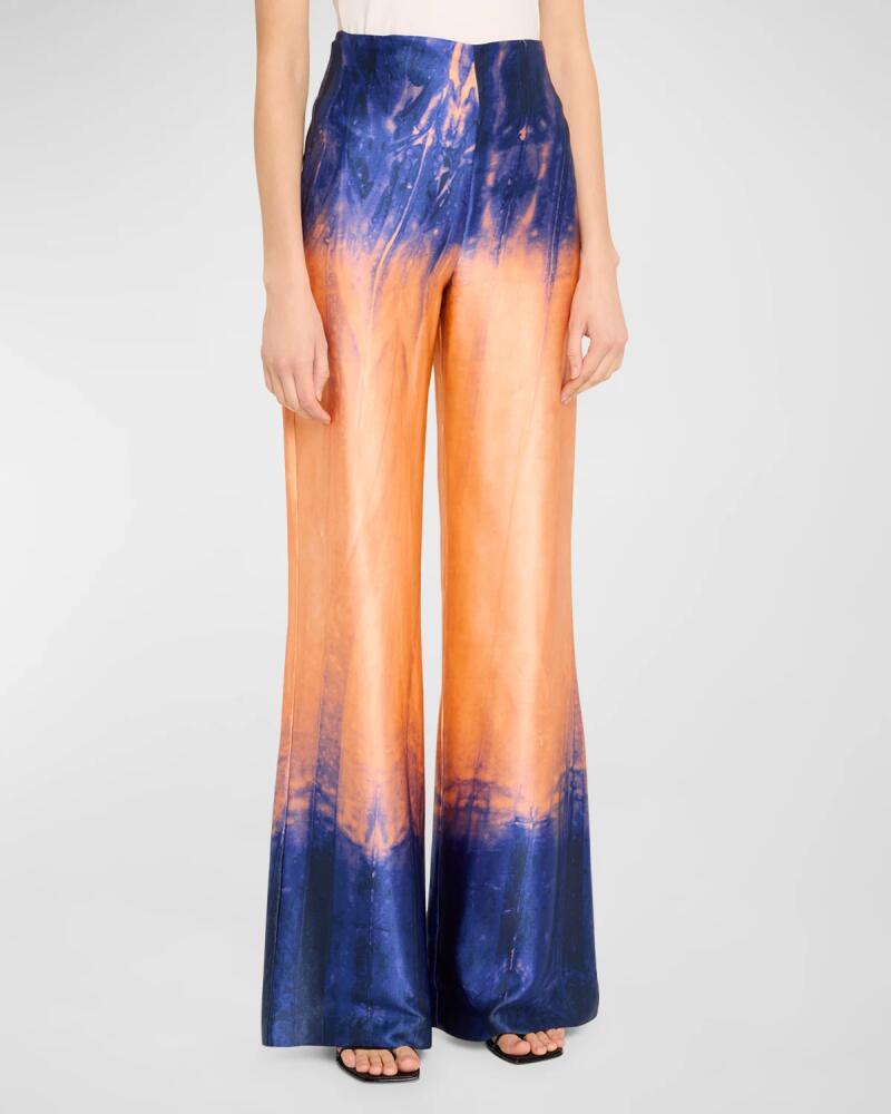 Silvia Tcherassi Andie Tie-Dye Silk Wide-Leg Pants Cover