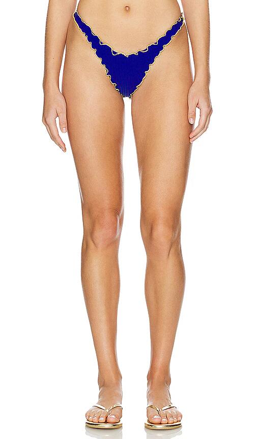 Luli Fama Luli Adore Wavy Luxe Stitch High Leg Brazilian Bottom in Royal Cover