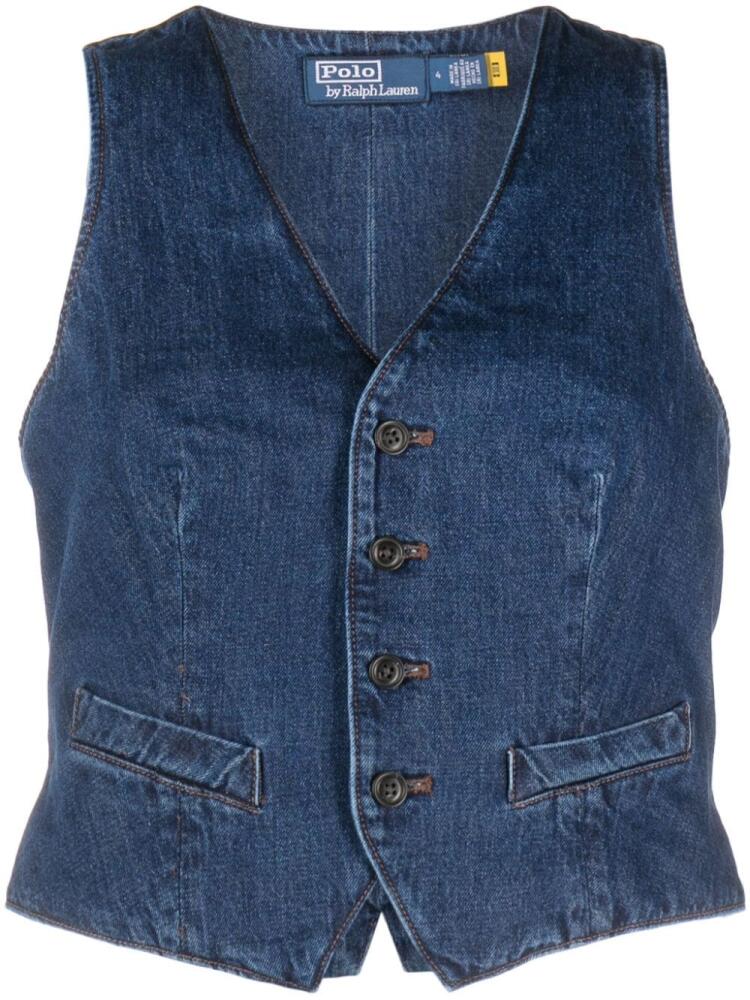 Polo Ralph Lauren V-neck denim waistcoat - Blue Cover