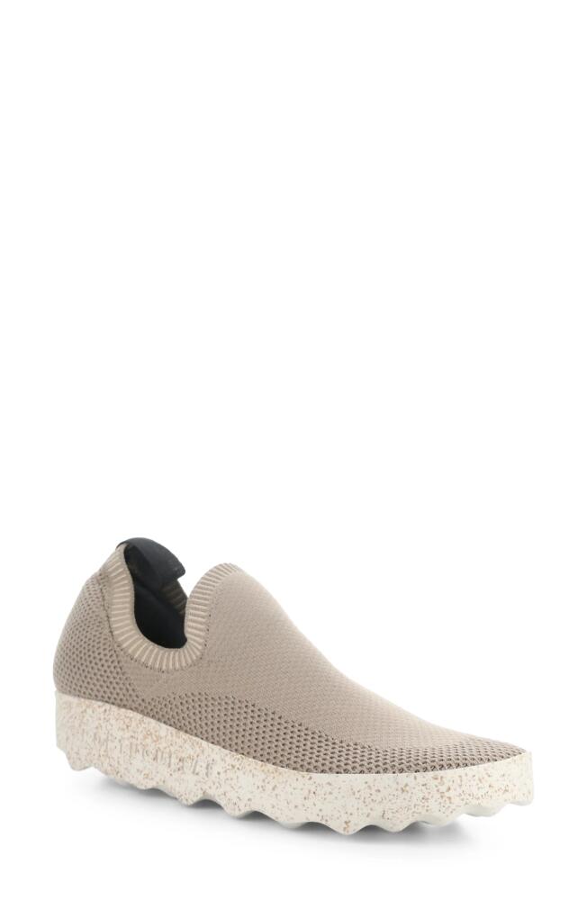 Asportuguesas by Fly London Clip Slip-On Sneaker in Taupe Recycled Knit Cover