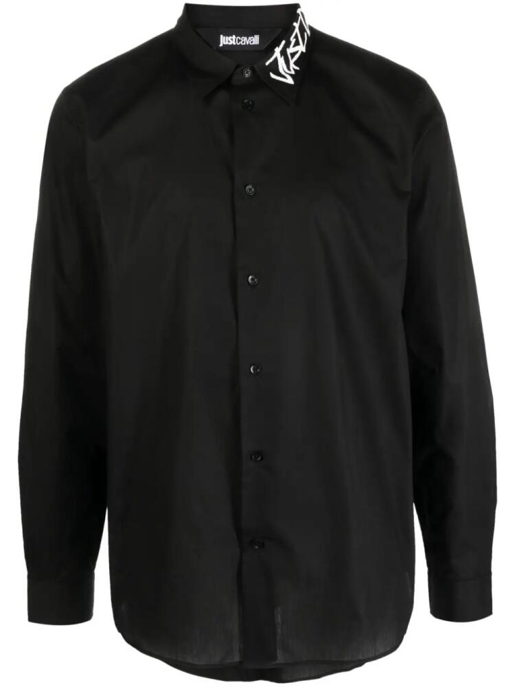 Just Cavalli logo-print long-sleeve cotton shirt - Black Cover