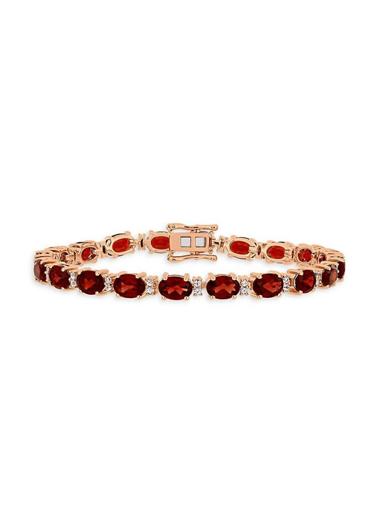 Sonatina Women's Rose Goldtone Plated Sterling Silver, Garnet & Sapphire Bracelet Cover