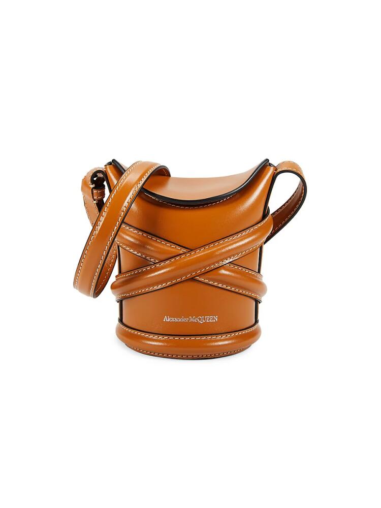 Alexander McQueen Women's Mini Curve Leather Bucket Bag - Camel Cover