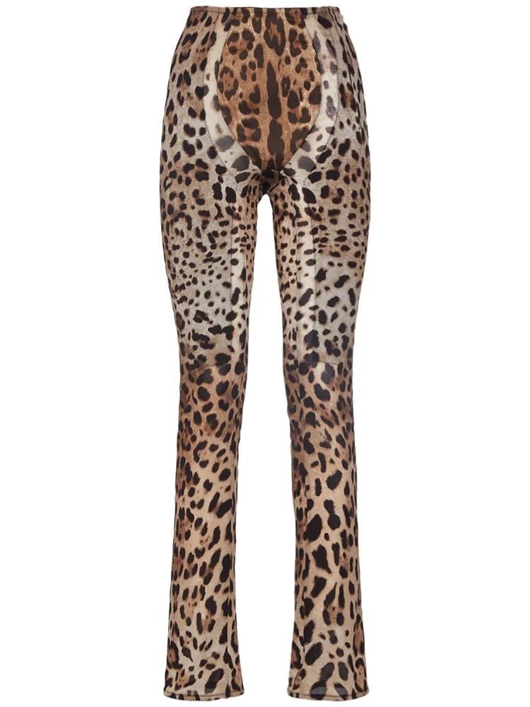 DOLCE & GABBANA Leopard Print Stretch Straight Pants Cover