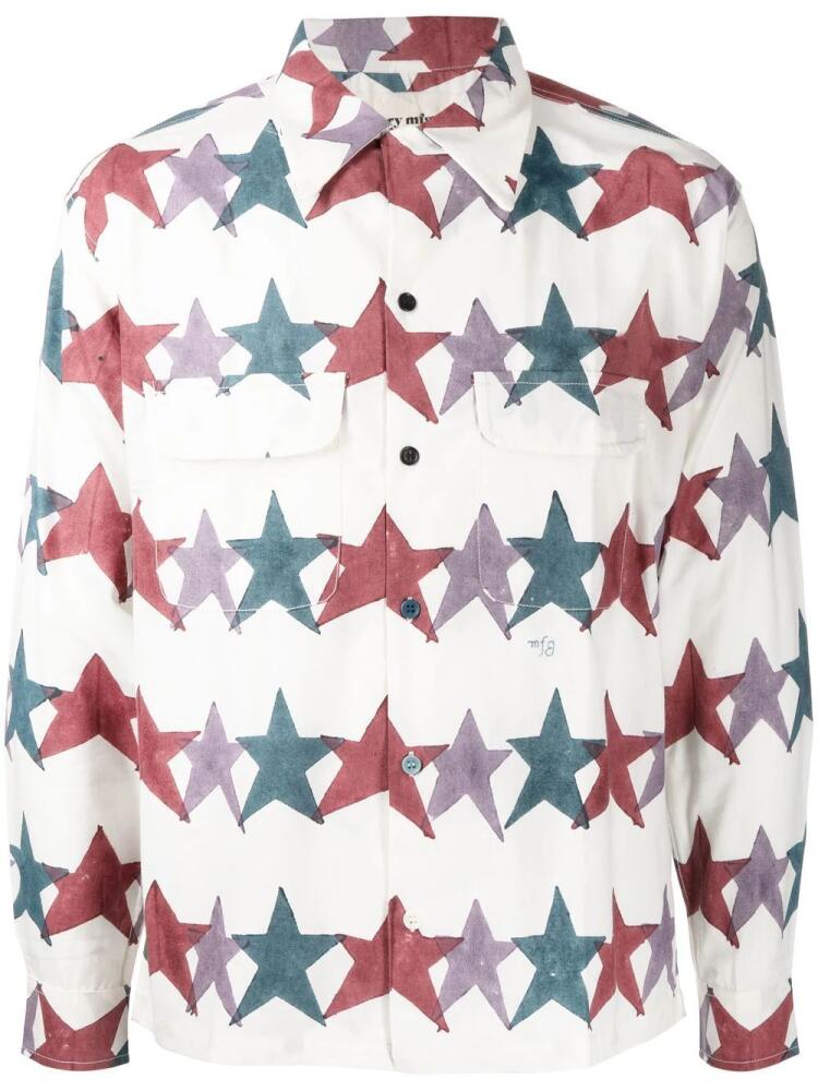 STORY mfg. star-print button-up shirt - White Cover