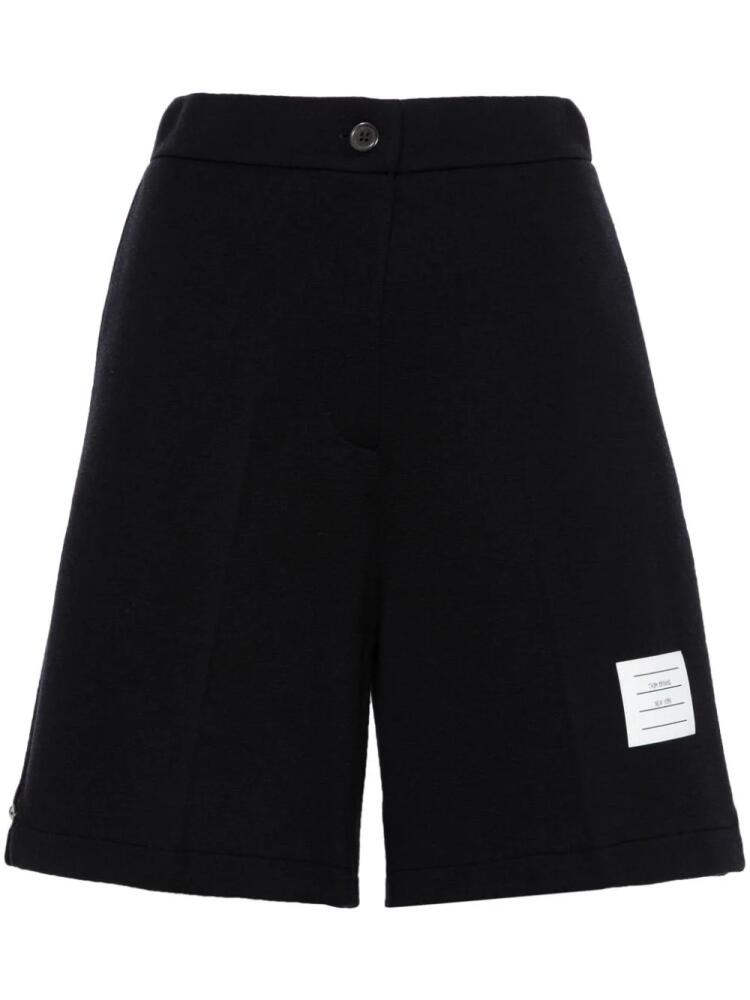 Thom Browne name-tag ribbed shorts - Blue Cover