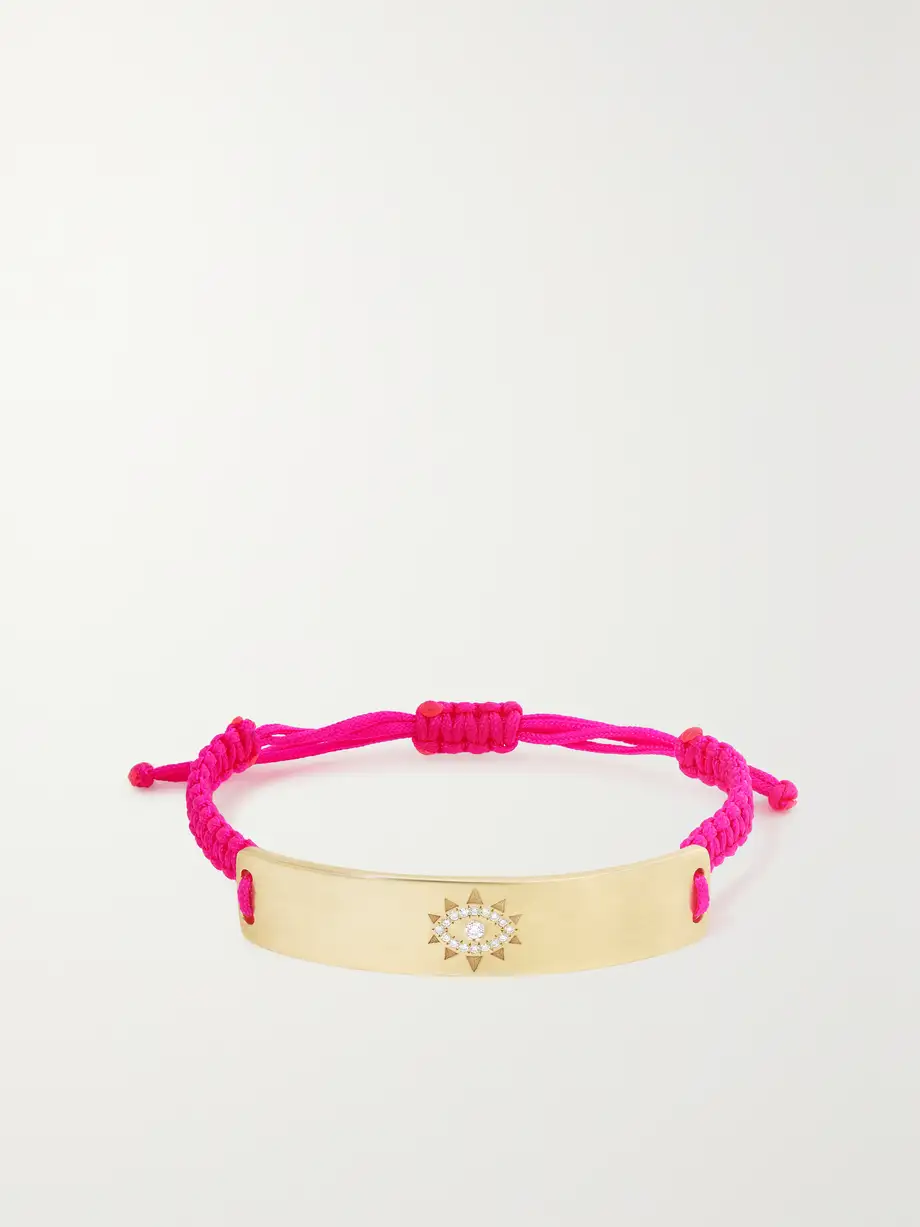 Diane Kordas - Evil Eye 18-karat Gold, Cord And Diamond Bracelet - Pink Cover